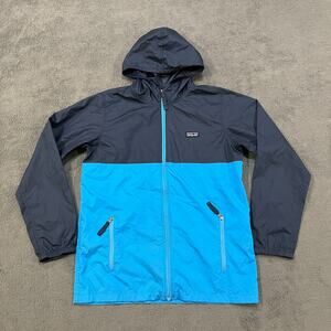 Patagonia Light Variable Navy Blue Full Zip Windbreaker Hoodie Jacket Kids Sz XL